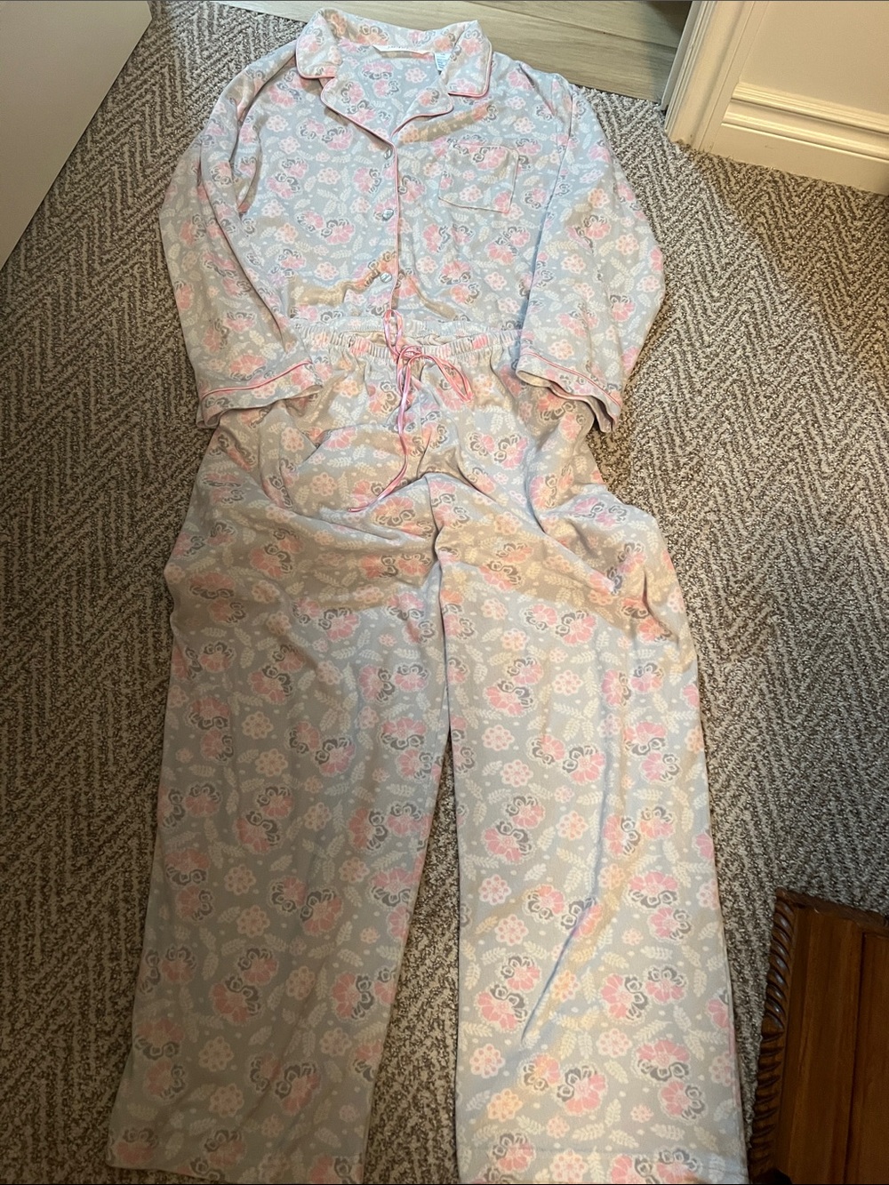 Jasmin Rose large Pink Floral Pajama Set - Soft Cotton Sleepwear